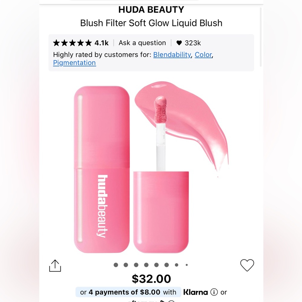 Brand new HUDA BEAUTY
Blush Filter Soft Glow Liquid Blush